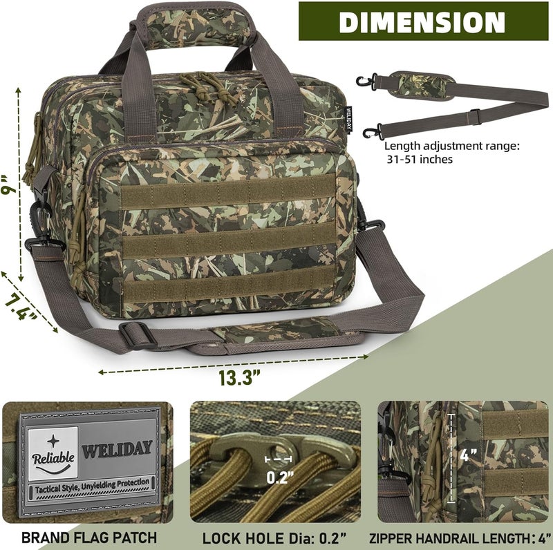 WELIDAY Gun Range Bag, Tactical 2 Pistol Bag for Handguns and Ammo, Firearm Shooting Case with Multi-Pockets, Duffle Bag for Shooting & Outdoor Hunting - Image 2